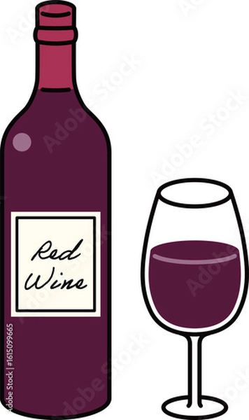 Obraz ワインボトルとワイングラス