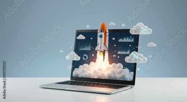 Fototapeta Digital Transformation Accelerating Business Growth Through Innovative Technology Solutions and Cloud Computing Services