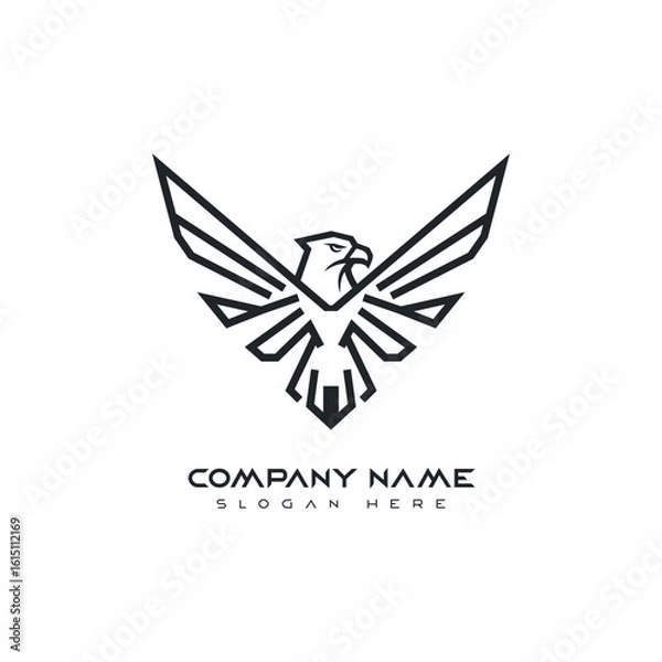 Fototapeta modern eagle line art logo vector template, geometric hawk bird logo for business branding, minimal falcon outline emblem for corporate use, eagle wings abstract logo design vector illustration,