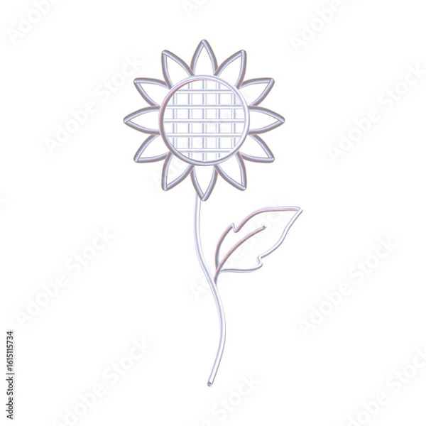 Fototapeta Whimsical Coquette Sunflower Clipart. 3D Pastel Yellow Floral Element with Pearlescent Gloss. Playful and Feminine Design for Stationery, Scrapbooking, Journaling, or Digital Branding Projects.