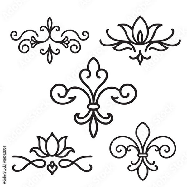 Obraz Vintage Ornamental Divider and Floral Scroll Elements Vector Set