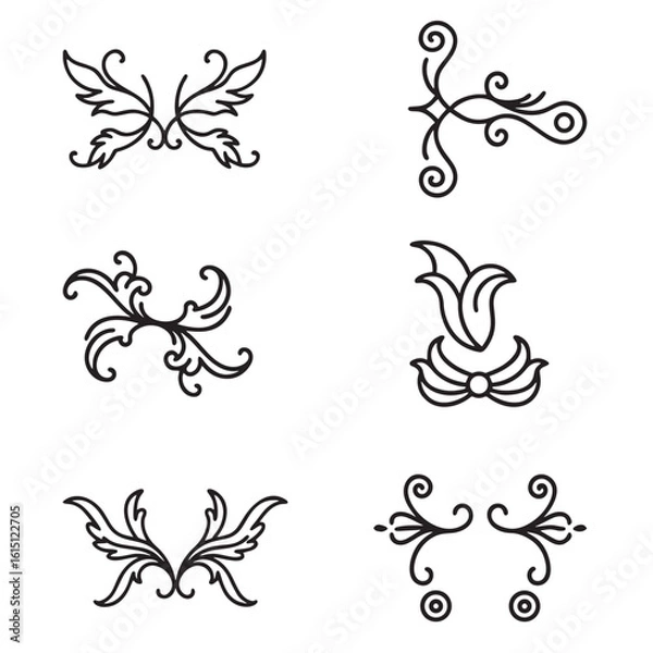 Obraz Vintage Ornamental Divider and Floral Scroll Elements Vector Set