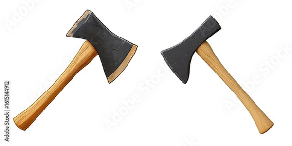 Fototapeta two axes vector illustration isolated on white background.