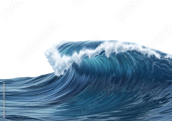 Obraz Dynamic Ocean Water Wave with White Foam, a Transparent Aquatic Element for Travel, Nature, and Water Sports Designs.