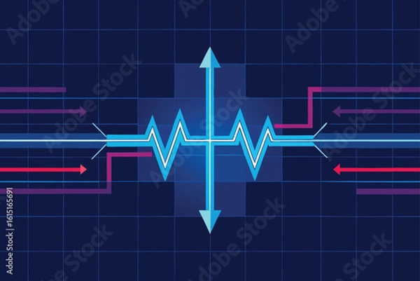 Fototapeta Digital Heartbeat Pulse Vector Design