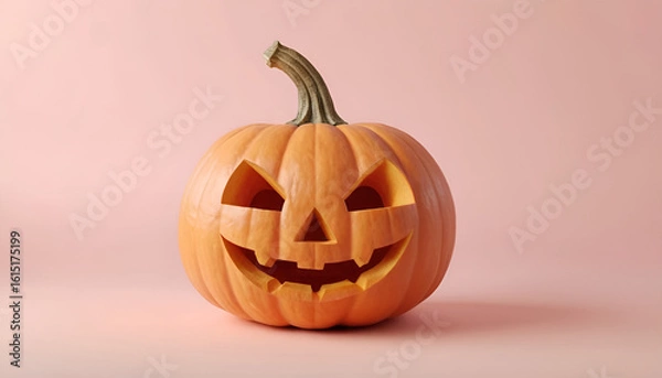 Obraz Cute Smiling Pumpkin on Pastel Background