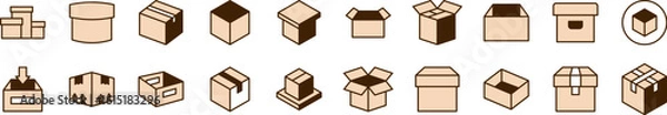 Fototapeta Set of Filled Color Icons of Beige Box. Minimalistic Linear Pictogram for Web and Graphic Design, Apps, Banners, Social Network and Cards