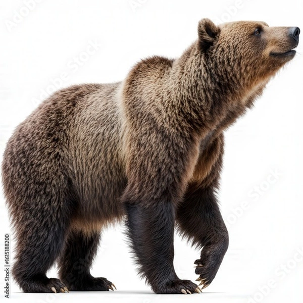Fototapeta Majestic Grizzly: A powerful and stoic grizzly bear stands tall, its thick, brown fur radiating warmth, showcasing its strength and wild essence.