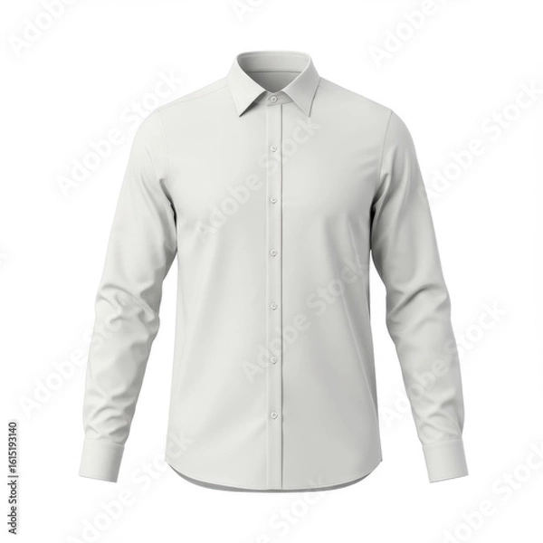Fototapeta White long sleeve shirt isolated on white background, for fashion design and product mockups.