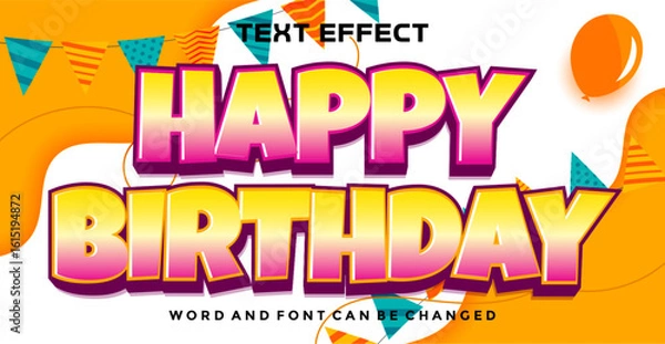 Fototapeta Happy birthday editable text effect