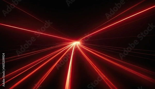 Obraz Glowing red speed lines on a dark background. 2