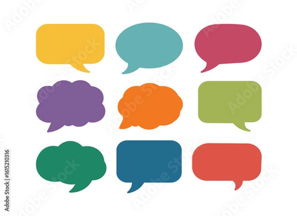 Fototapeta Set of colorful blank empty speech bubbles for text, chatting, message box. Vector illustration.