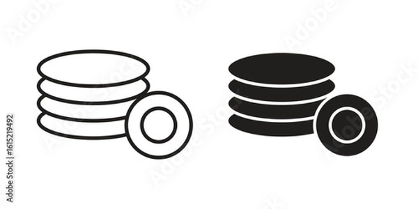 Fototapeta Plates icon vector in simple flat design, outline.