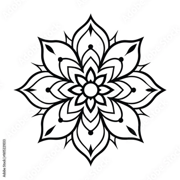 Obraz Intricate mandala artwork with floral and geometric patterns, perfect for coloring pages, digital art, meditation visuals, or decorative use