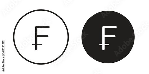 Fototapeta Franc sign icon vector in simple flat design, outline.