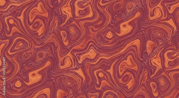 Fototapeta Abstract liquid marble texture with flowing red and orange psychedelic swirls. A vibrant fluid art pattern background.