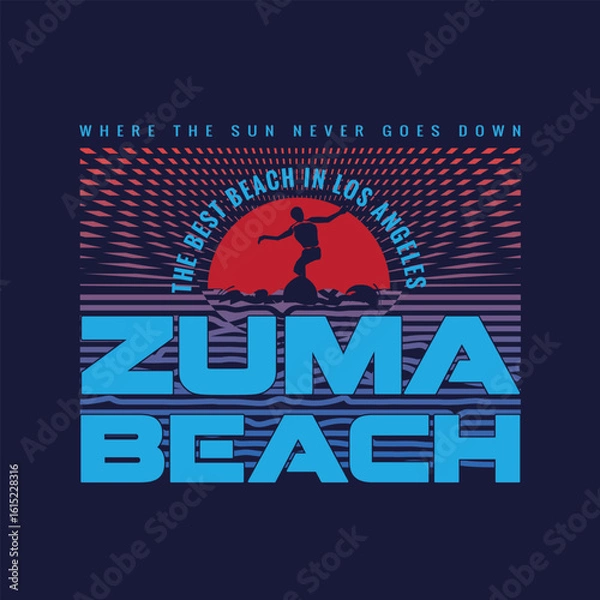 Fototapeta typographic vector illustration pf malibu and summer theme.t shirt graphics