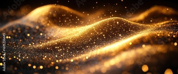 Fototapeta Abstract golden particles wave