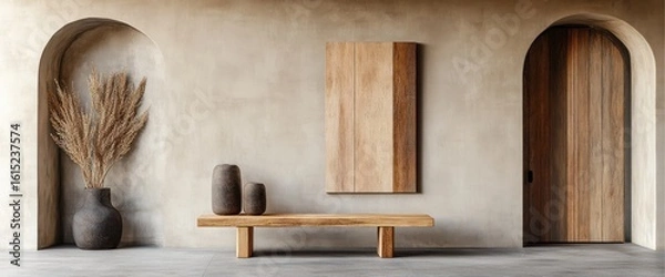 Fototapeta Minimalist entryway with natural elements