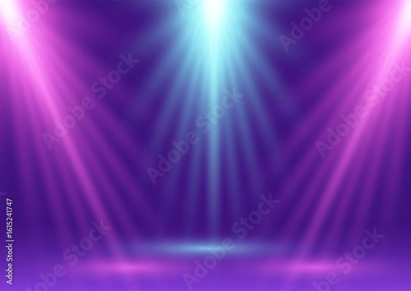 Fototapeta abstract display background with blue and pink spotlights shining down 0308
