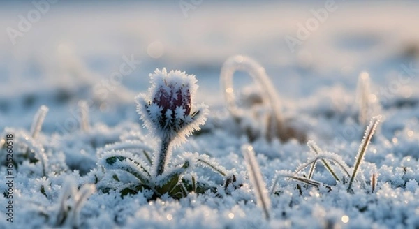 Obraz Frozen Flower Bud on a Frosty Winter Morning
