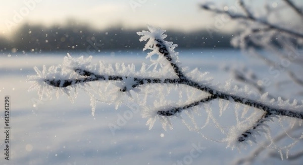 Obraz Frosty Branch in Winter Landscape