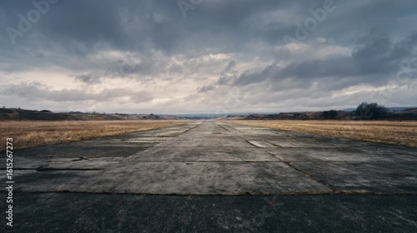 Obraz Empty runway under a cloudy sky