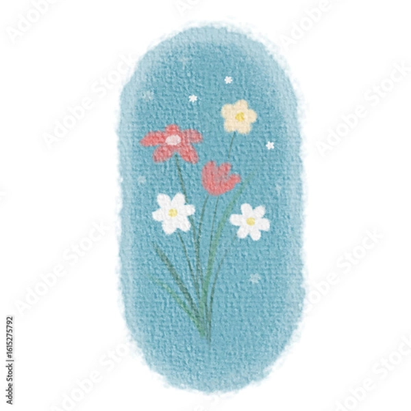 Obraz Watercolor style flower image in shades of blue, transparent background