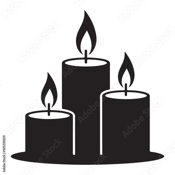 Obraz Three lit candles silhouette