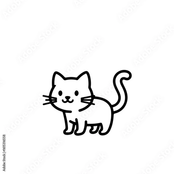 Obraz Cute Cat Character – Cartoon Line Art
