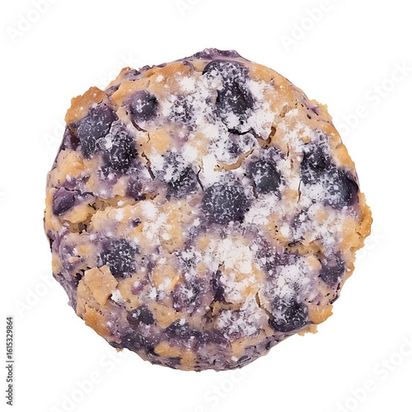 Fototapeta Blueberry Cookie with Powdered Sugar