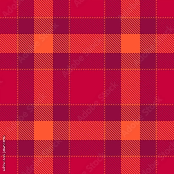 Fototapeta Vibrant red and orange plaid pattern.  Perfect for autumnal designs, textiles, or website backgrounds.  This bold, geometric texture evokes warmth and energy.