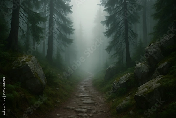 Obraz Mountain Path in the Mist