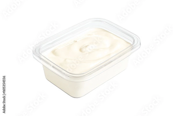 Fototapeta a container of yogurt on a white surface