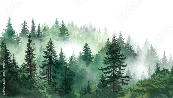 Obraz Misty forest landscape