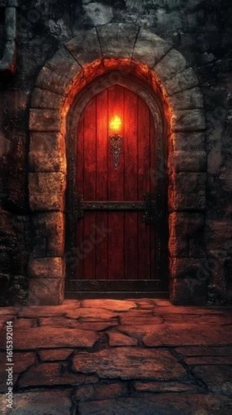 Fototapeta Mysterious Stone Archway Doorway with Glowing Light