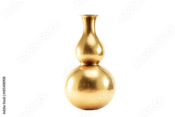 Fototapeta a gold vase sitting on top of a white surface