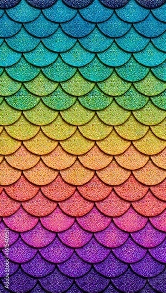 Fototapeta Rainbow mermaid scales pattern background texture design colorful fish scales wallpaper art print 94