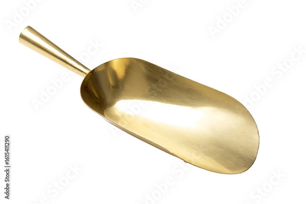Fototapeta a gold shovel with a handle on a white background