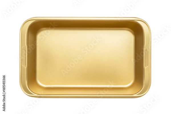 Fototapeta a gold tray with a handle on a white background