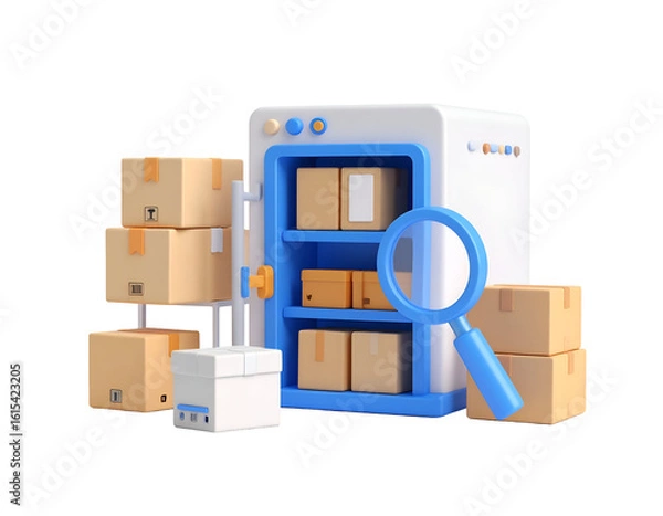 Obraz 3D Warehouse Inventory Illustration