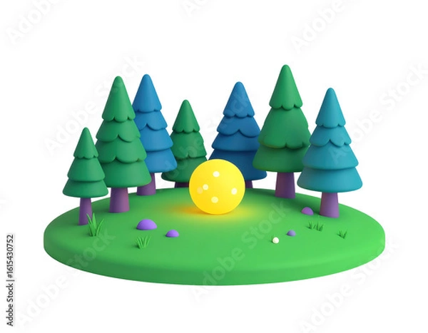 Obraz 3D Cartoon Forest Night Scene