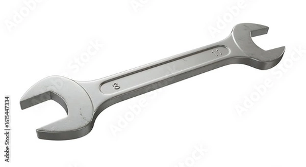 Fototapeta A single silver metal wrench is displayed diagonally on a plain white background in this image