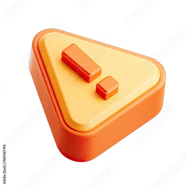 Obraz 3D rendered orange and yellow caution triangle with exclamation mark