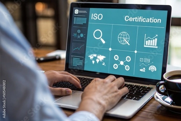 Obraz Person Working on Laptop with Data Analytics Dashboard