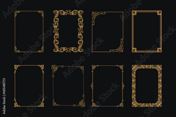 Fototapeta Ornate calligraphy frame, retro elegant ornamental borders, filigree floral ornaments for framed certificate template.