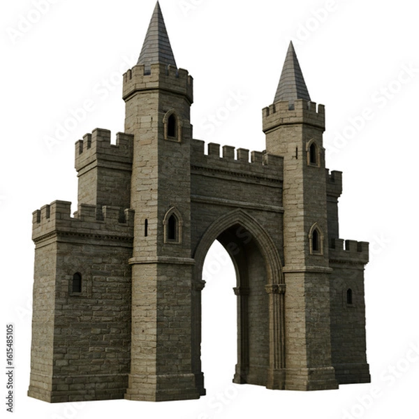 Fototapeta 3D Realistic Castle Gate Isolated On Transparent Background Illustration