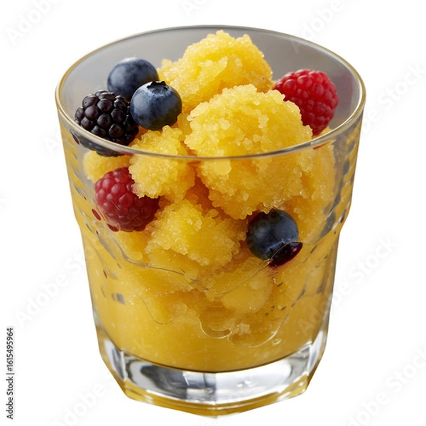Fototapeta A Refreshing Photographic Granita Dessert with Mixed Berries on Transparent