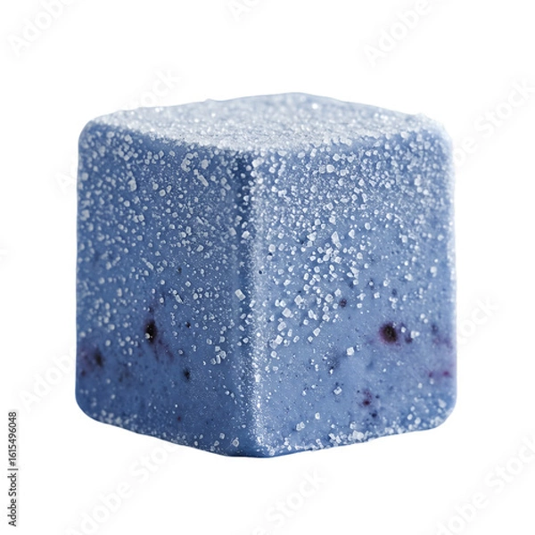 Fototapeta Abstract 3D Blue Cube With Sugar Texture Isolated On Transparent Background