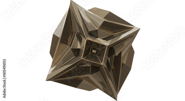 Fototapeta Abstract 3D Gold Geometric Shape Isolated Transparent Background Illustration